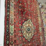 A red patterned rug.