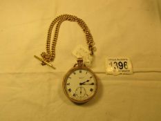 A 9ct gold pocket watch on an 18ct gold chain.