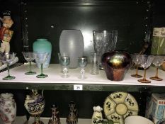 A mixed lot of glassware including vases & etched glasses etc