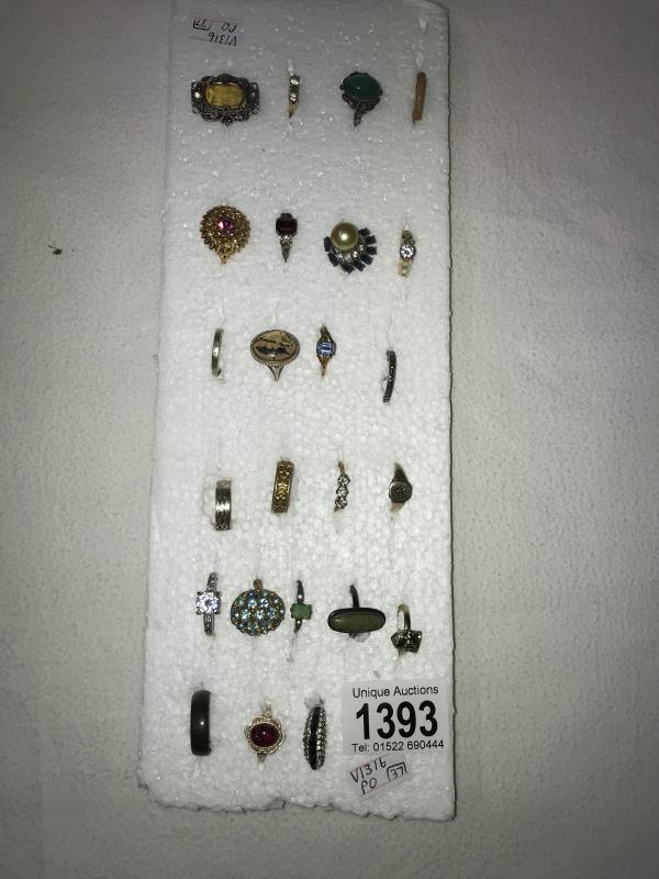 24 assorted rings, mostly vintage with other styles features including 10 silver.