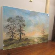 An unframed oil on canvas rural scene signed Digby Page.