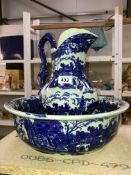 A blue & white wash jug & basin