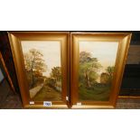2 19th century oil on board painting, unsigned,