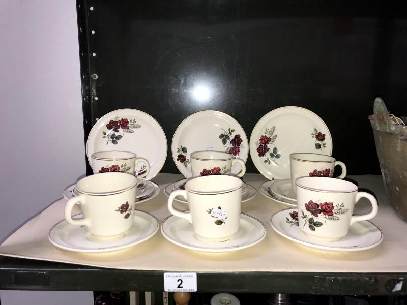 A Romanian pottery tea set decorated with roses