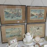 A set of 4 Chinese framed and glazed prints 'The Four Seasons'.