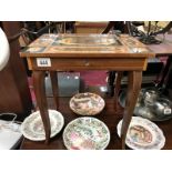 A small inlaid marquetry musical work table