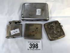 4 silver plate boxes/lighters