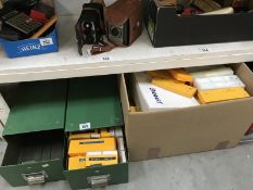 2 metal drawers & a box full of 35mm slides