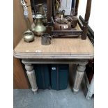 A GER waiting room pine table - stamped underneath GNR