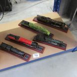 5 trains on plinths including Duchess LMS, Pacific Chaperone Lord etc.