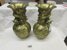 A pair of Japanese dragon vases, a/f.