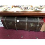 A vintage large brown ribbed travel case marked V.E.F.