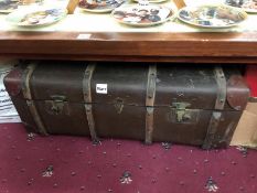 A vintage large brown ribbed travel case marked V.E.F.