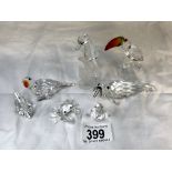 7 boxed Swarovski crystal birds & sea creatures