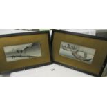 A pair of framed and glazed signed paintings on rice paper.