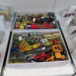 2 trays of unboxed die cast including Lesney, Corgi, Britain's etc.