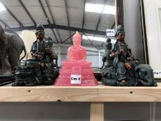 3 assorted resin buddha figures A/F