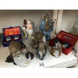 A quantity of oriental figurines & 2 sets of Chinese balls