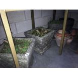 4 large concrete planters & some smaller clay plant pots