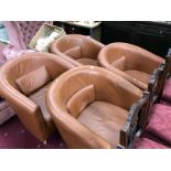 4 genuine leather tan tub chairs