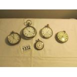 A quantity of silver pocket watches,
