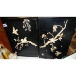 A pair of early Chinese panels with applied ivory birds,
