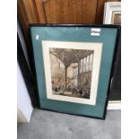 A framed and glazed print 'The Hall Ockwells Berks' 26cm x 28cm (Frame A/F)