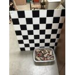 A gothic fantasy chess set on a tiled board (32" square)