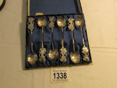 A cased set of 6 '800' silver spoons.