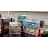 A collection of boxed die cast buses (Liverpool and Merseyside).