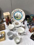 A collection of commemorative china including Aynsley Lincoln Cathedral plate,