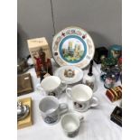 A collection of commemorative china including Aynsley Lincoln Cathedral plate,