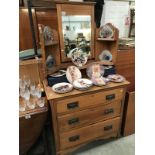 A satin walnut dressing table