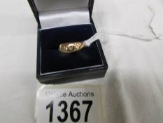 An antique 15ct gold ring (stamped) set with 5 diamonds, size K.