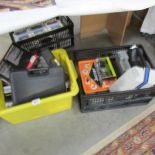 2 boxes of modeller's tools including soldering iron, vice etc.