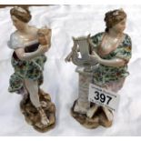 A pair of Bavarian classical figurines (mask repaired)