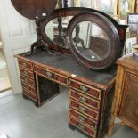 A bamboo mirror backed sideboard.