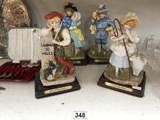 4 figurines, Dick Whittington, Little Bo-Peep,