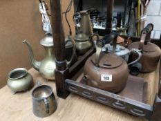 A collection of metal ware mostly copper but some brass & white metal