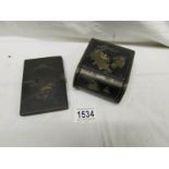 A Baret ware 'Chinese Gardens' box and an oriental style cigarette case.