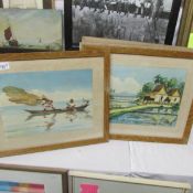 4 framed and glazed African scene watercolours by M.Nor.