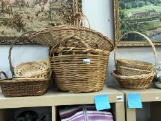 A collection of baskets and woven items