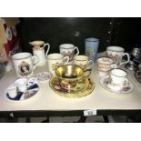 A mixed lot of china including Aynsley trio & commemorative etc.