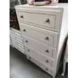 A modern white bedroom chest of 5 drawers