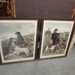 A pair of framed and glazed prints entitled 'The English Gamekeeper' and 'The Scotch Gamekeeper'.