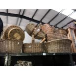 A large quantity of wicker baskets