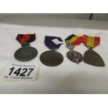 4 Belgian medals including YSer medal and 1914-18 war medal,.