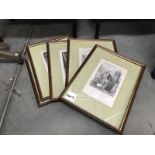 5 framed and glazed etching prints