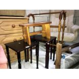 A selection of small wooden furniture including nest of small tables,