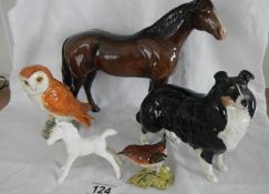 A Beswick horse, a Beswick dog and other animals.